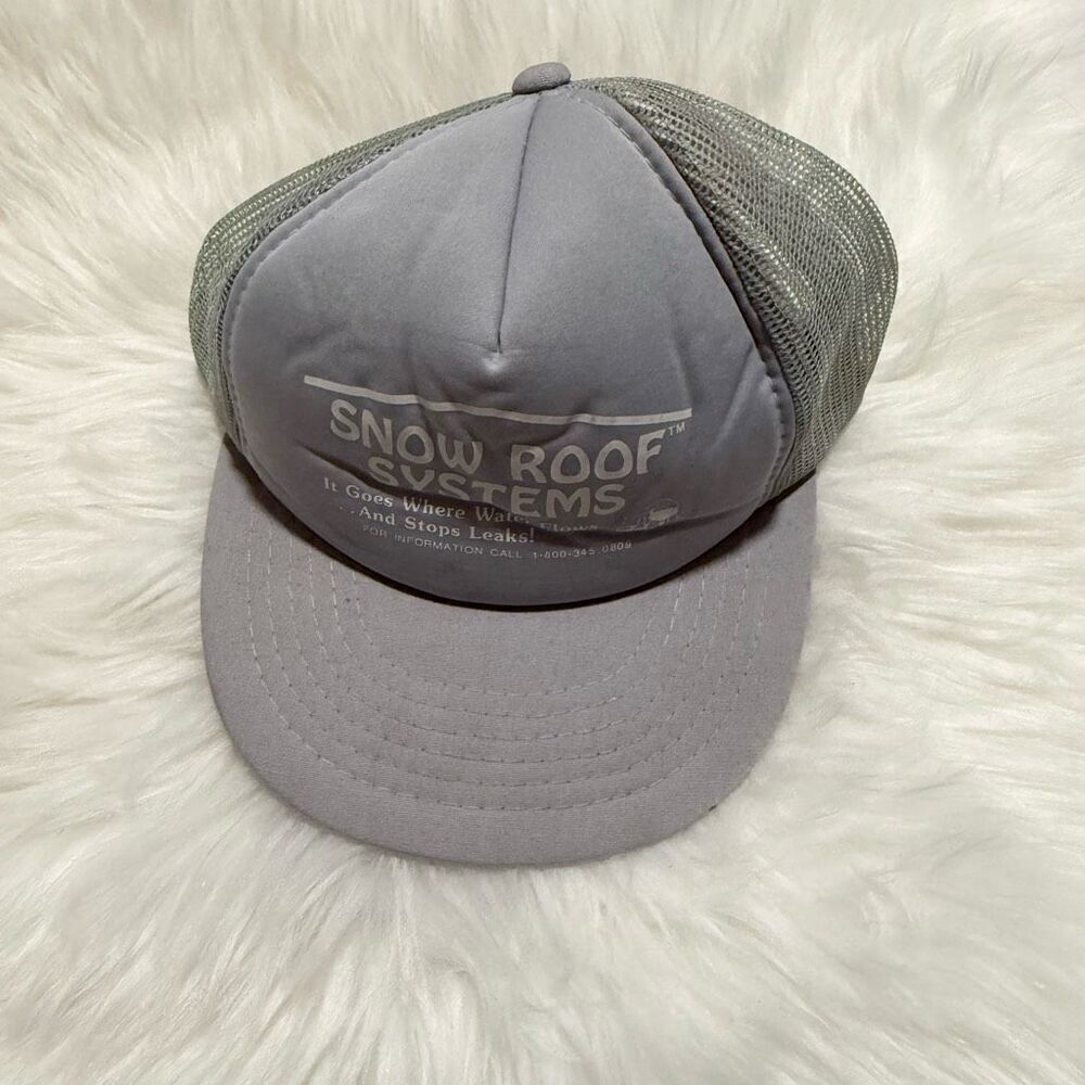 Vintage Grey Rope Baseball Hat SnapBack Novelty Snow Roof Systems Mesh